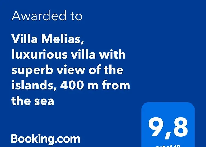 فيلة Melias, Luxurious With Superb View Of The Islands, 400 M From The Sea
